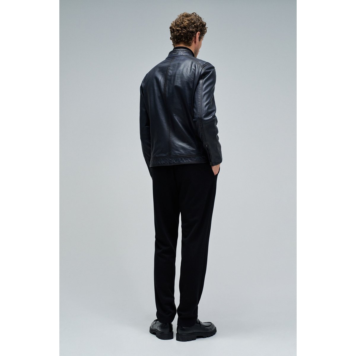 BLOUSON BIKER EN CUIR noir, SALSA JEANS