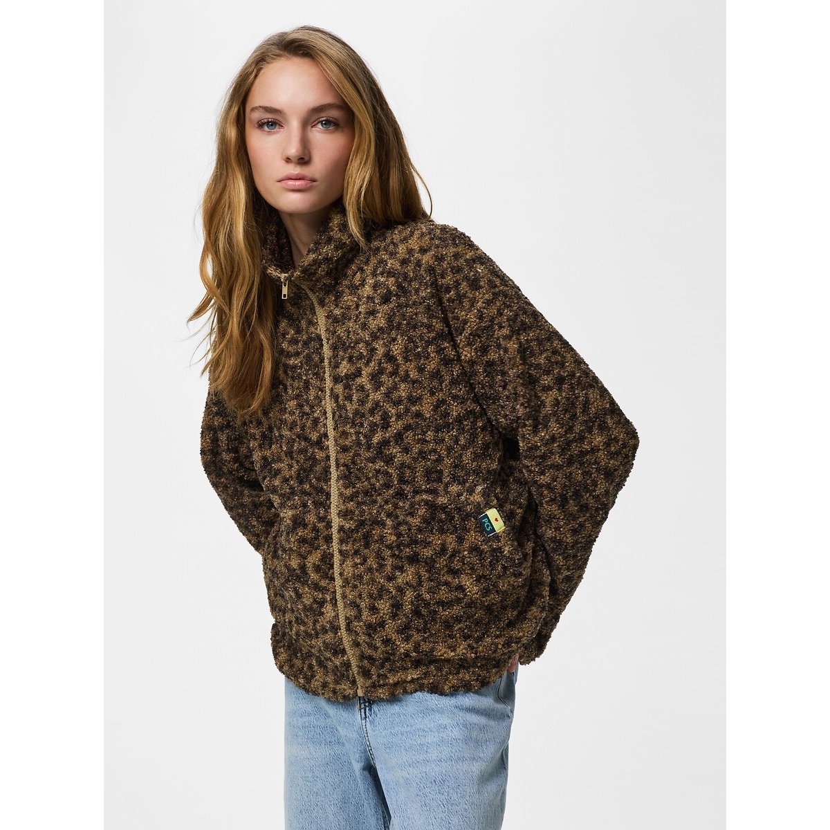 Veste polaire imprimé léopard imprimé léopard, PIECES