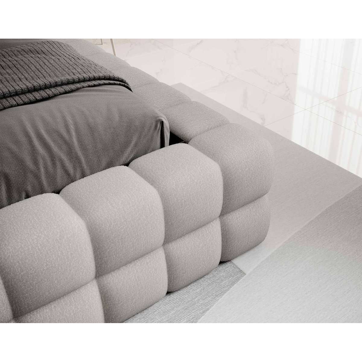 Lit coffre - KINGSTON gris, BEST MOBILIER