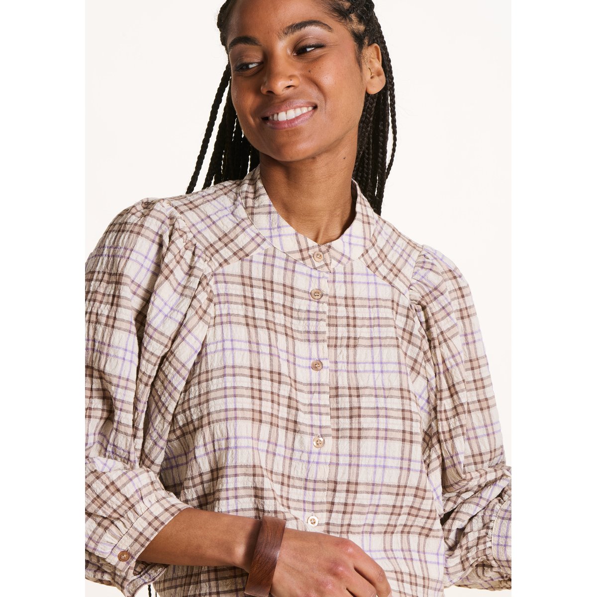 Chemise ample à carreaux ecru, LA FEE MARABOUTEE
