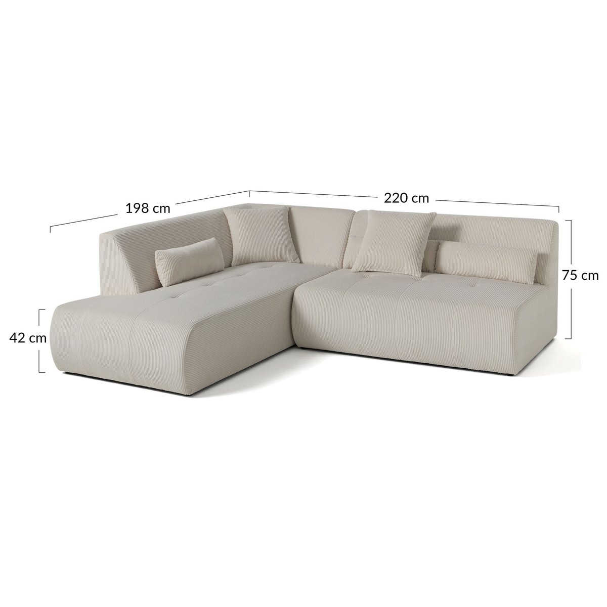 Canapé d'Angle gauche 5 places - ONYX gris foncé, BEST MOBILIER