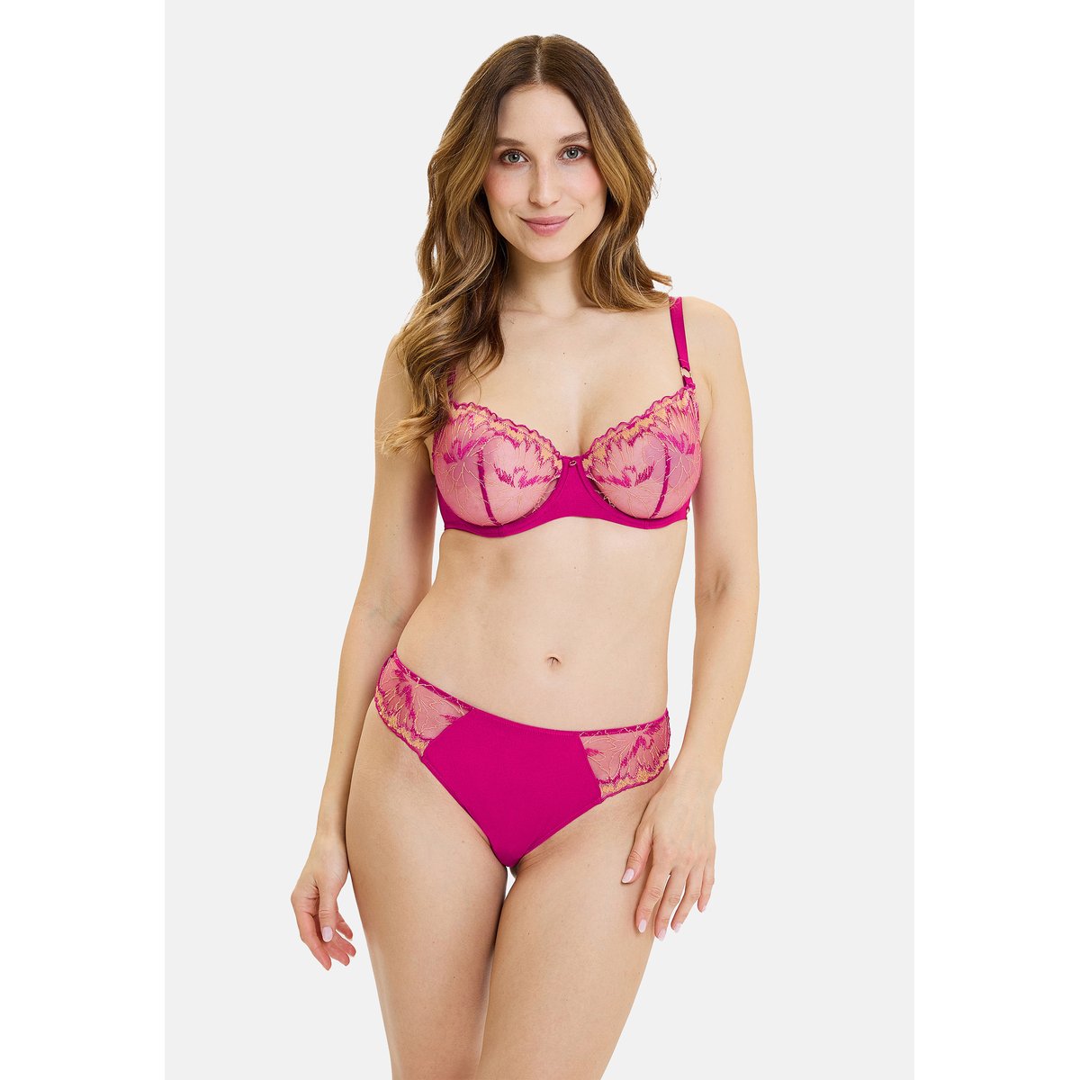 Soutien-gorge corbeille ISAURE fuchsia/abricot, SANS COMPLEXE