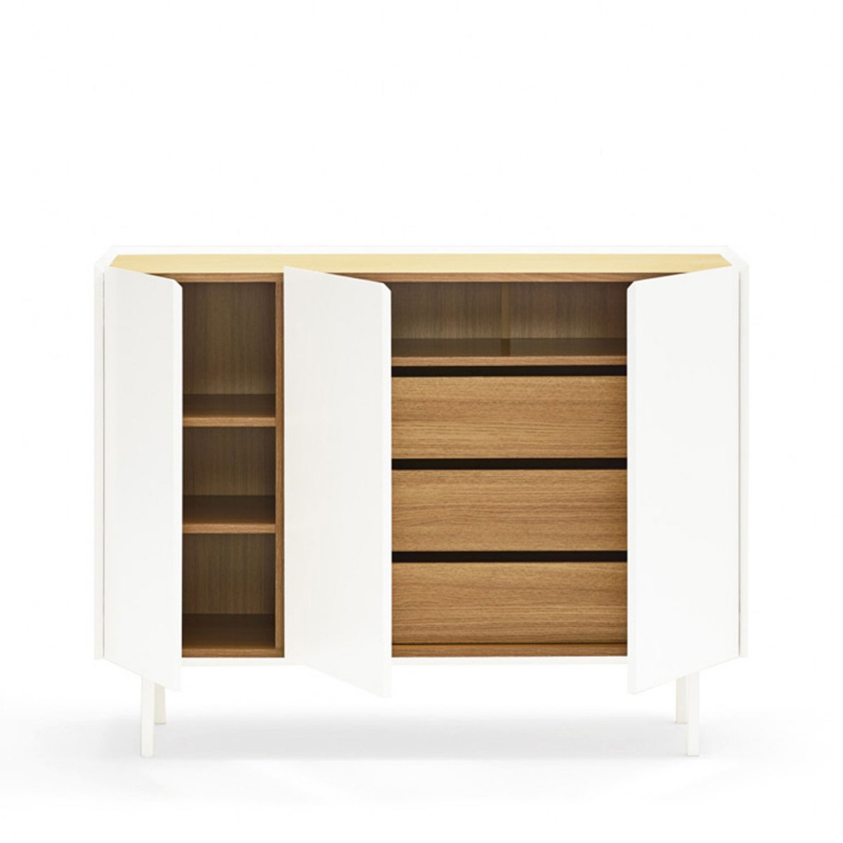 Buffet en bois 3 portes 3 tiroirs L110cm- ARISTA blanc, TEULAT