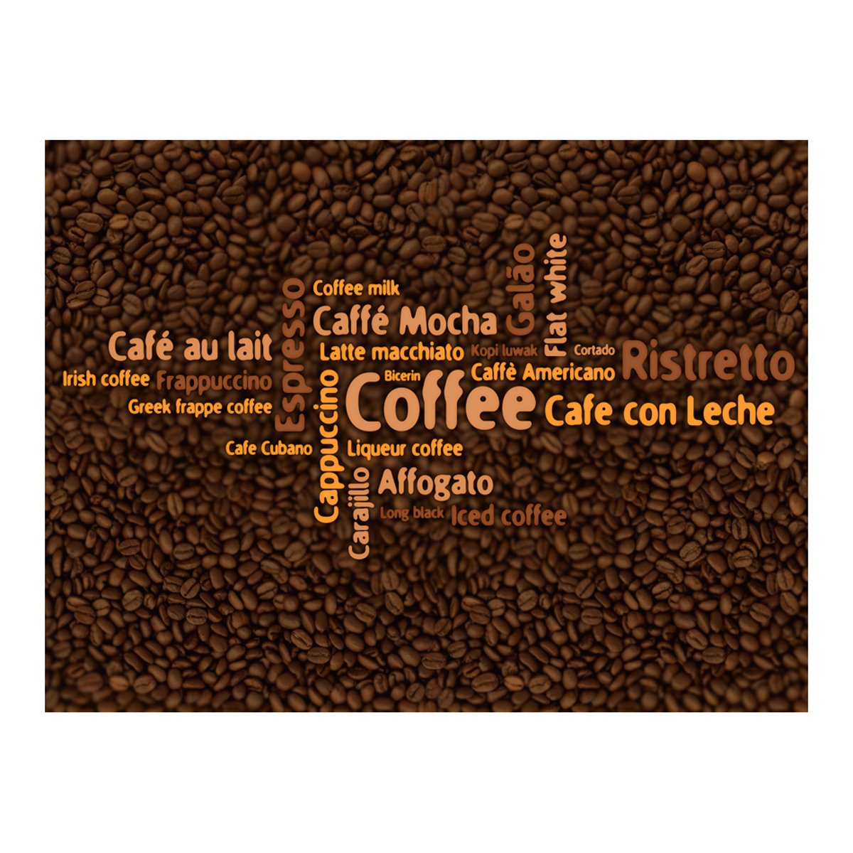 Papier peint intissé panoramique Motifs de cuisine Latte, espresso, cappucino... orange / cuivré, EDEN