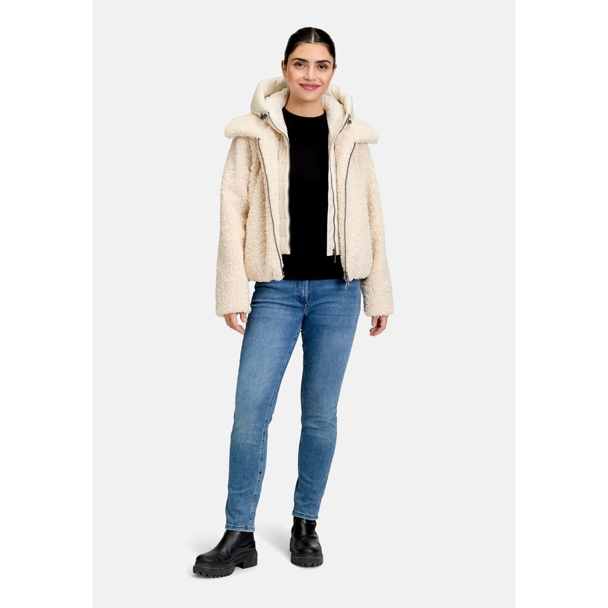 Veste en peluche avec partie veste sans manches amovible gris, AMBER & JUNE