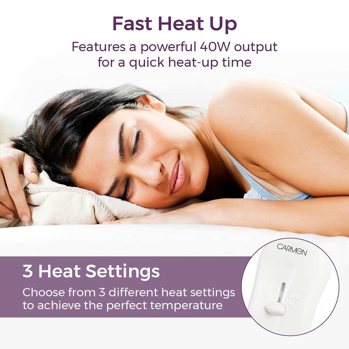 Single Heated Under Blanket white, CARMEN