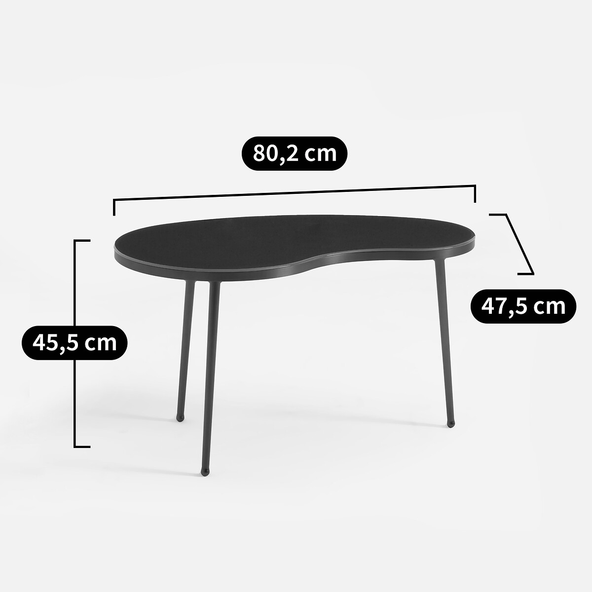 Mesa de centro de diseño orgánico, en acero y superficie de cristal templado, GALO borgoña, AM.PM