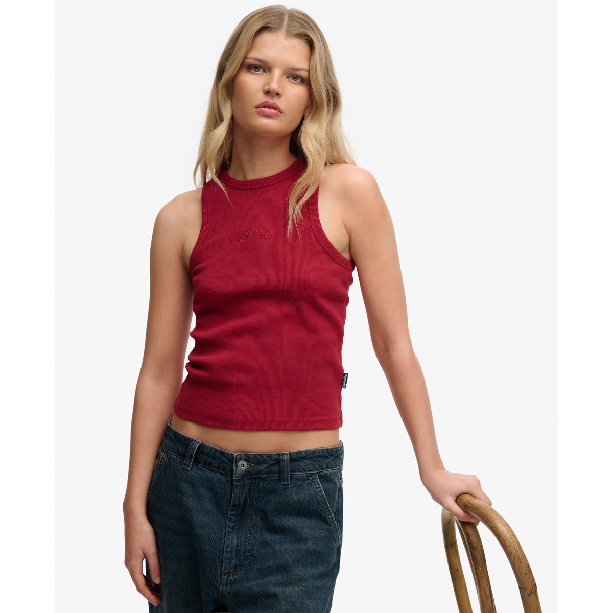 Débardeur Racer Essential Logo rouge bordeaux, SUPERDRY
