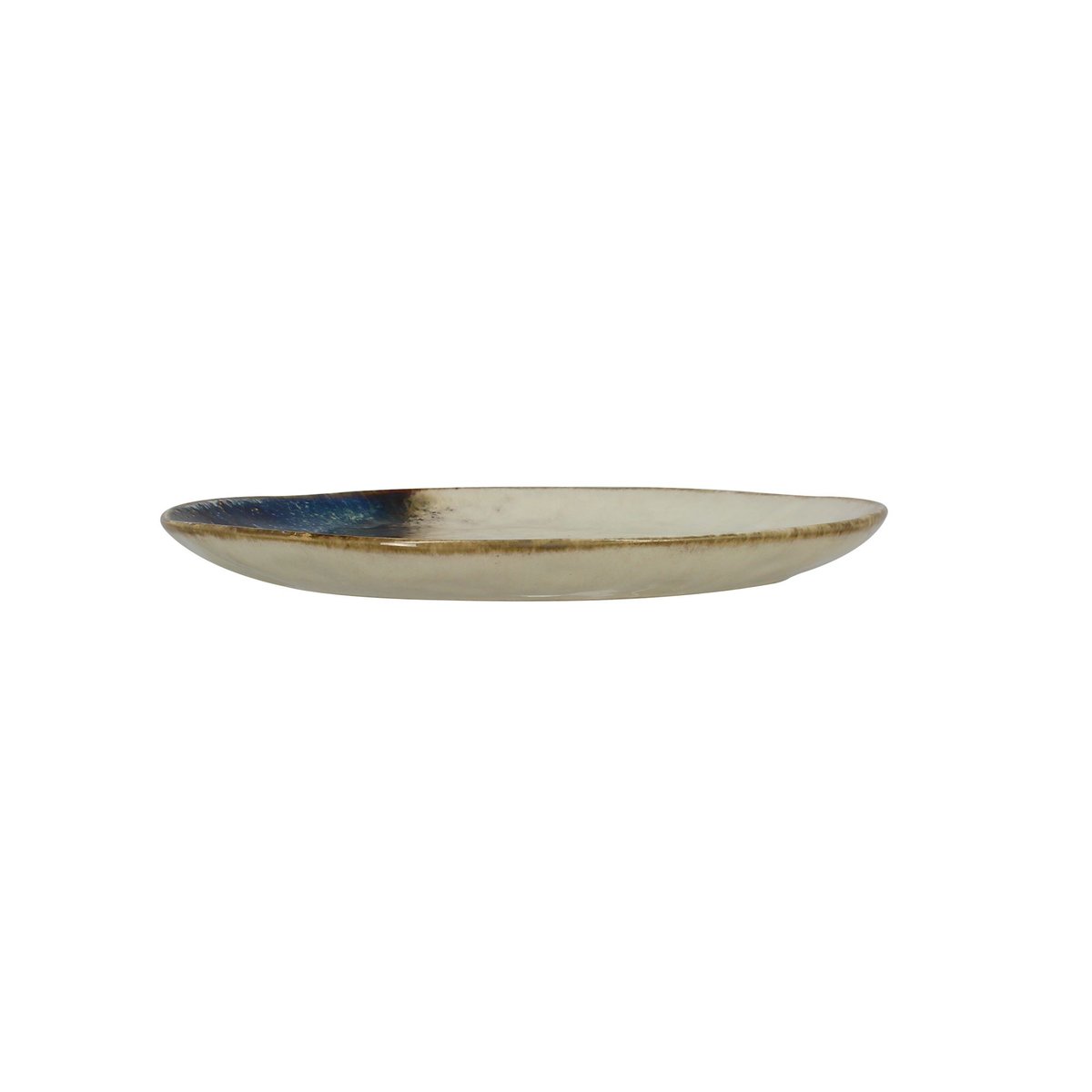 Lot de 6 assiettes à dessert en grès 20,5cm, KATANGA blanc-bleu, OGO LIVING