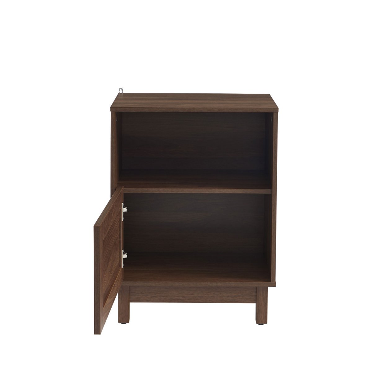 Table de chevet 1 porte en bois et cannage- ESTELA bois foncé, DRAWER