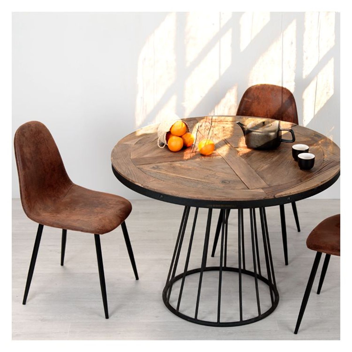 Lot de 2 chaises en microfibre effet vieilli - MALRIK marron vieilli, MAISON PAVANE