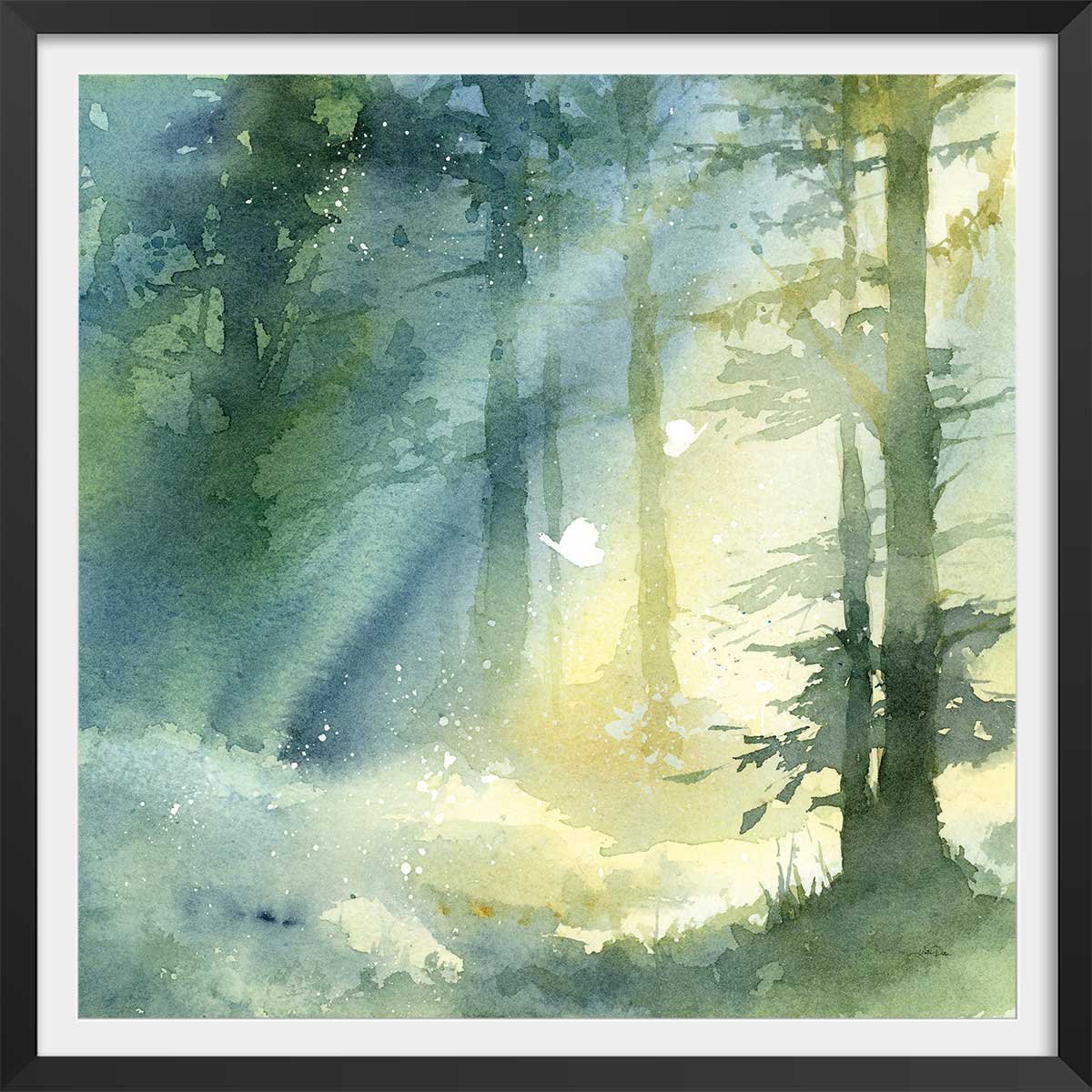 Affiche Bosquet ombragé affiche + cadre en bois - noir, HEXOA