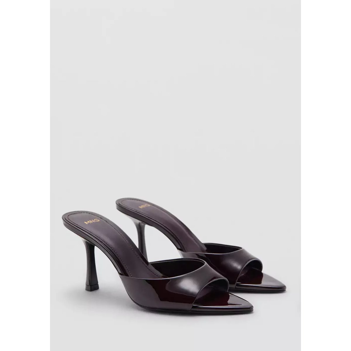 Sandales vernies à talon bordeaux, MANGO