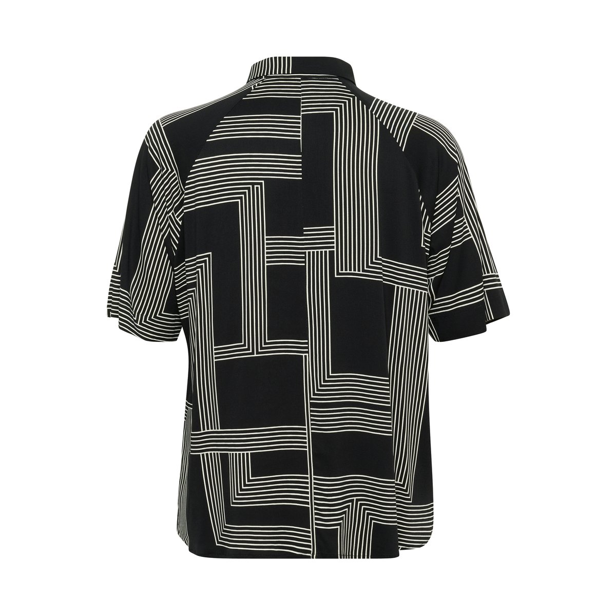 Chemise à manches longues noir blanc black/chalk graphic lines, KAFFE CURVE