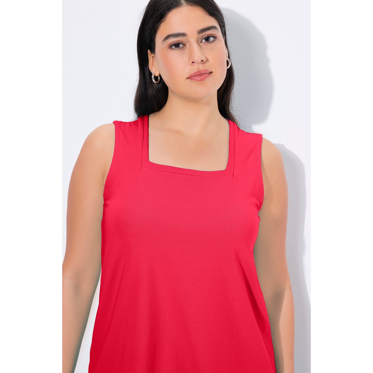 Top long, Classic, encolure carrée rouge, ULLA POPKEN