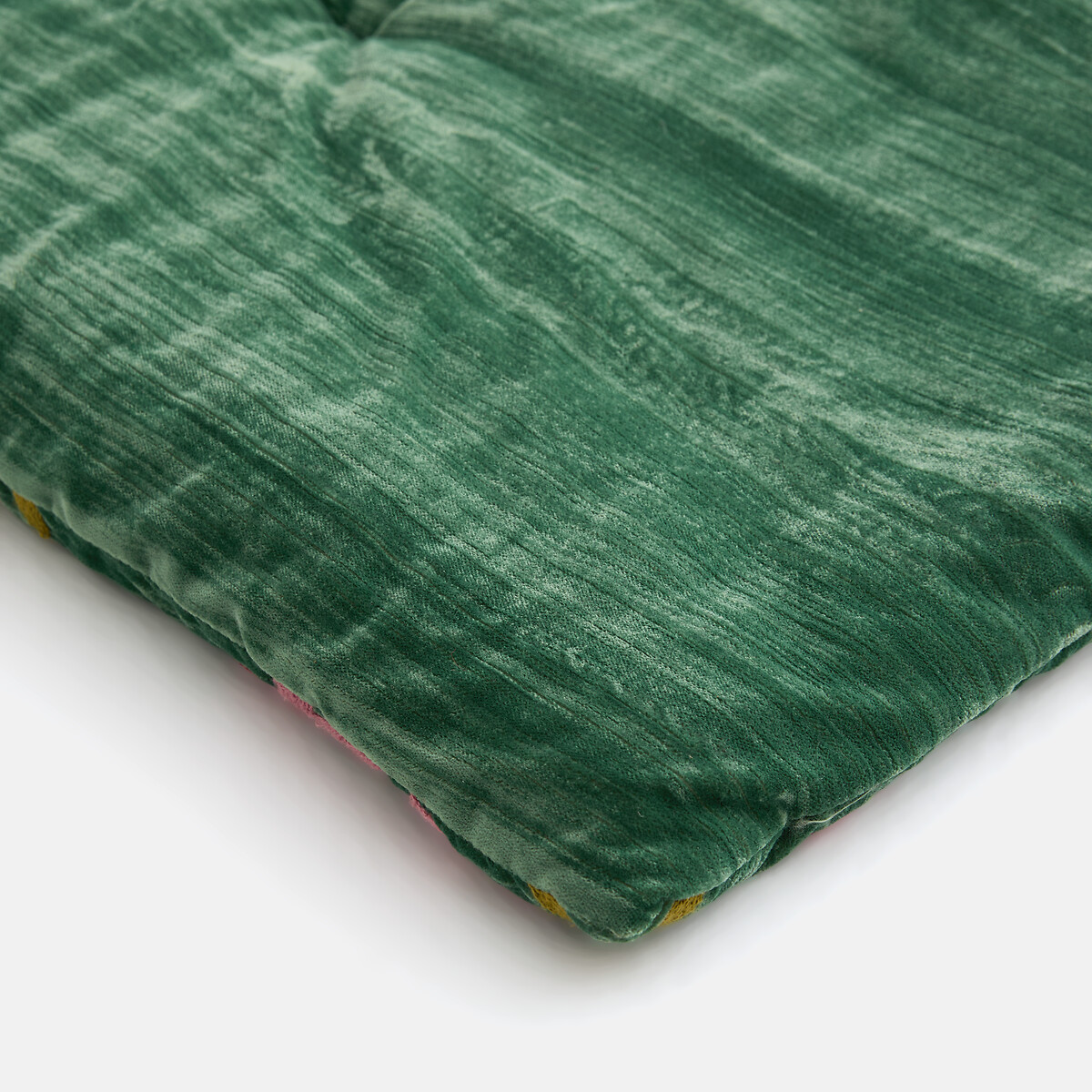 Matelas d'assise brodé, en panne de velours, IZILD multicolore, LA REDOUTE INTERIEURS