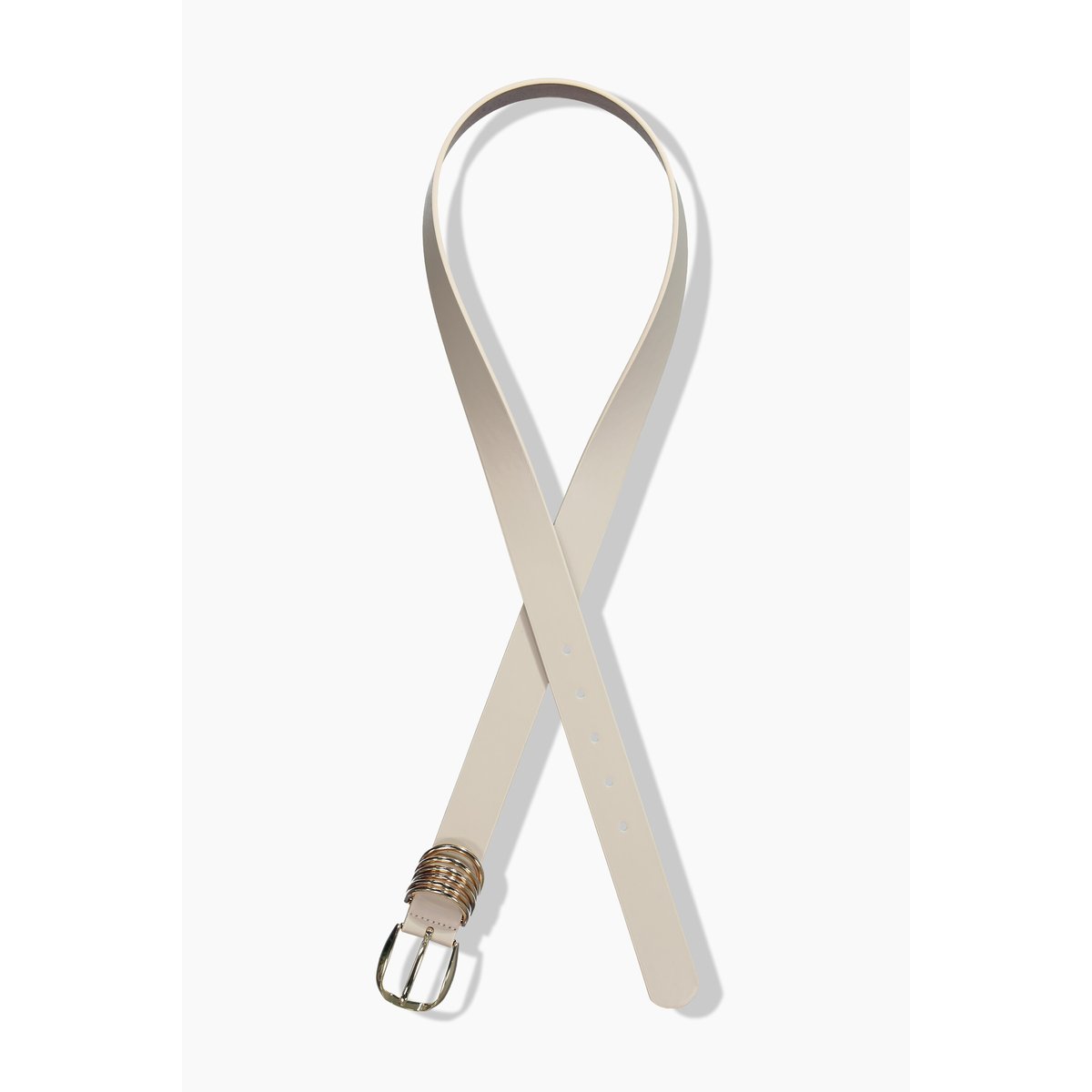 Ceinture en cuir lisse, boucle ronde crème, ULLA POPKEN