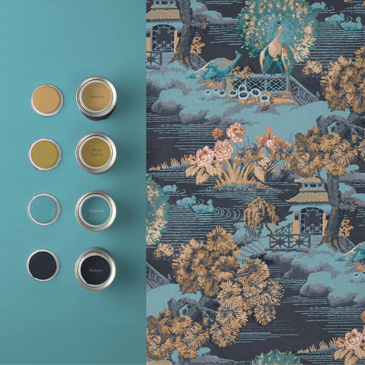 Papier peint Edo Toile bleu, GRAHAM ET BROWN