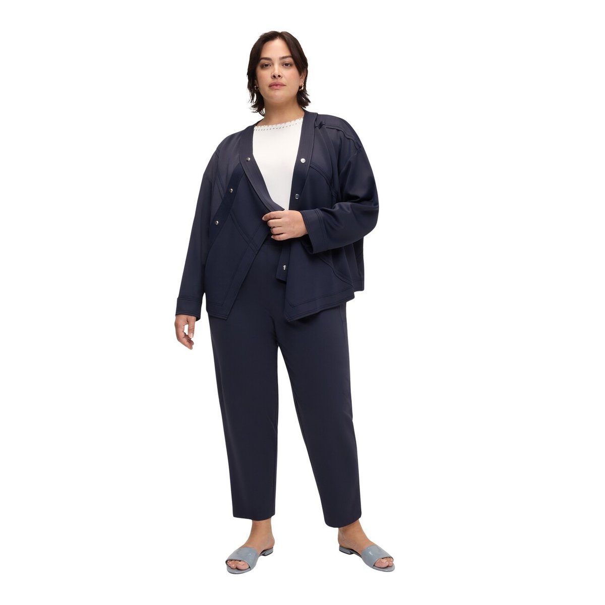 Sweat-shirt avec fermeture asymétrique bleu, FIORELLA RUBINO