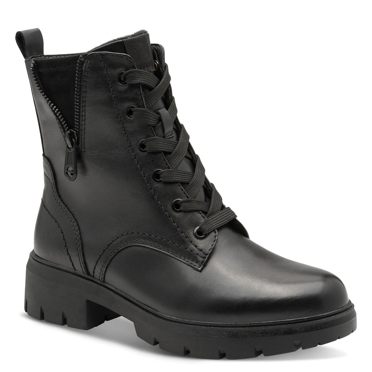 Bottine en cuir noir blanc, TAMARIS