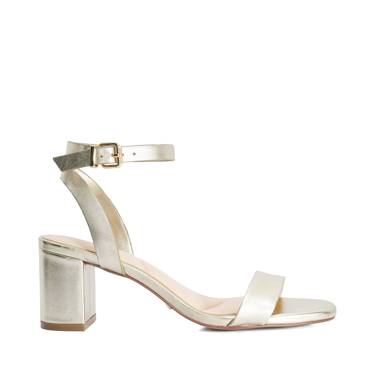 Sandales à brides de cheville et talons carrés - MEDINA gold-leather, DUNE LONDON