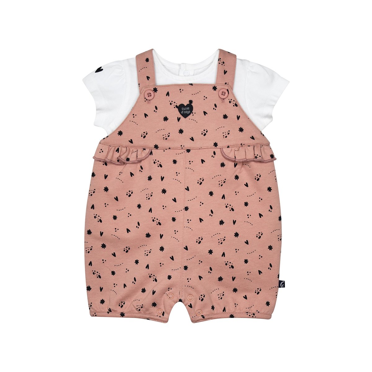 Ensemble t-shirt et salopette rima rose, SUCRE D'ORGE
