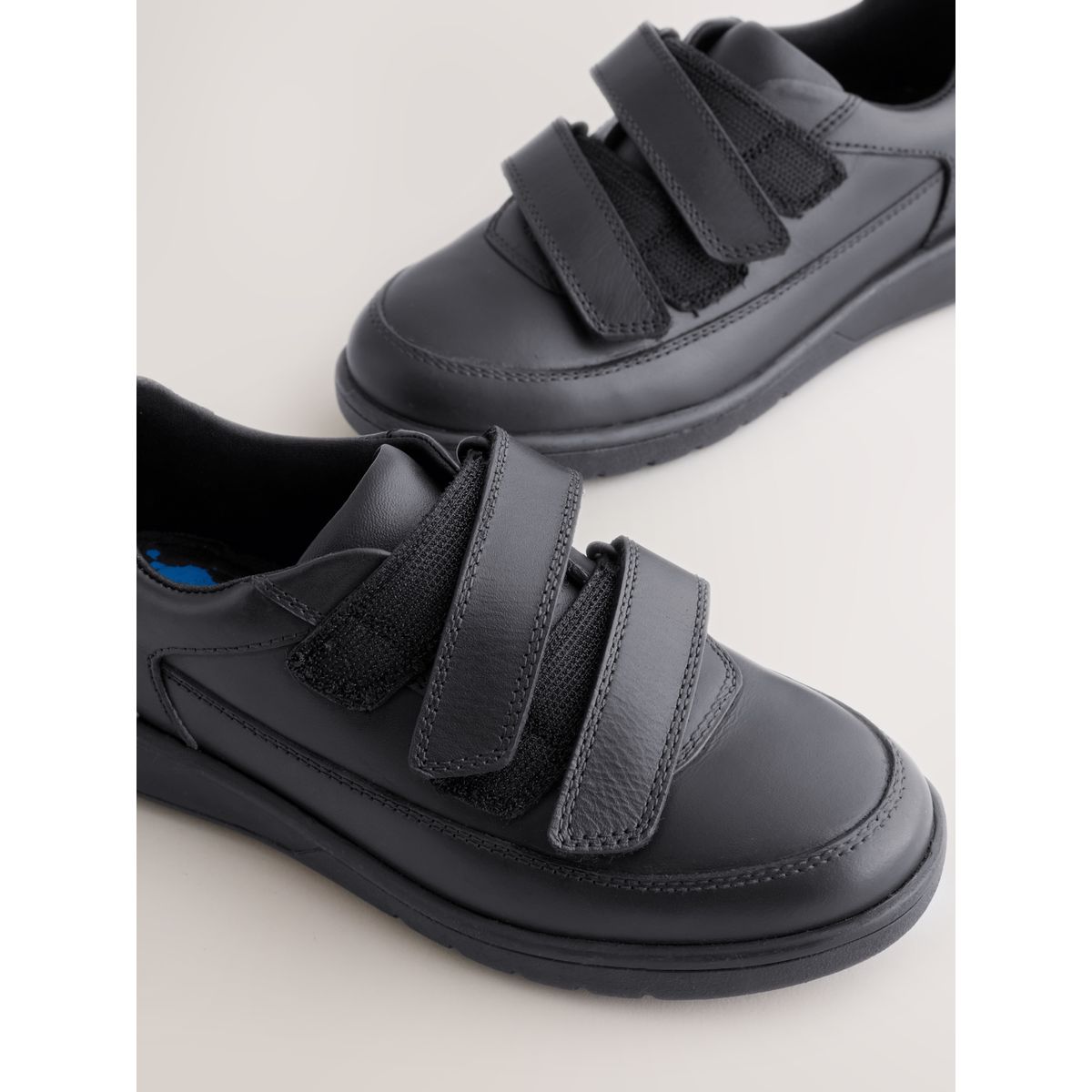 Chaussures en cuir à scratch et 2 brides noir, NEXT
