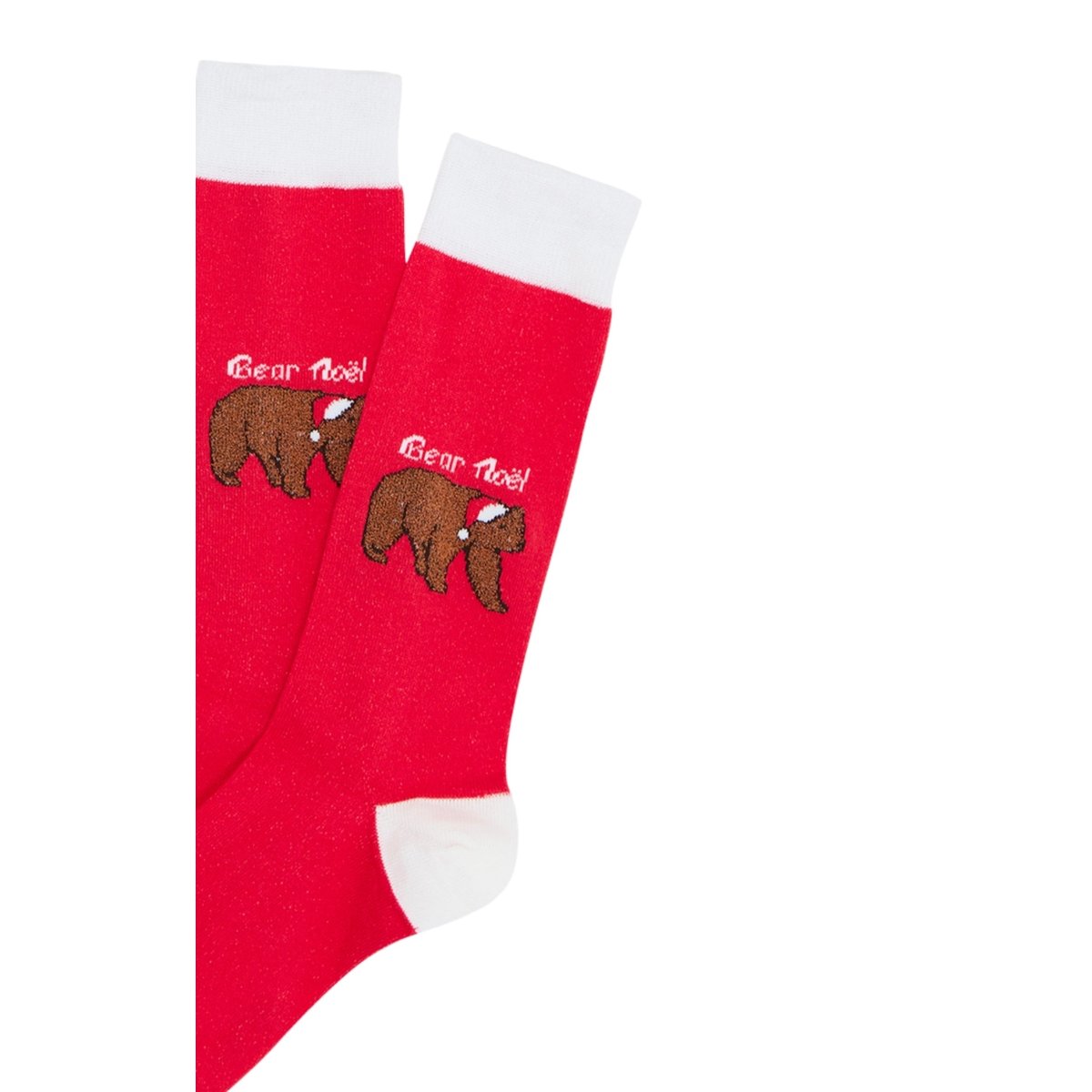 Chaussettes en coton imprimé Bear Noël Rouge Made in France rouge, ARTHUR