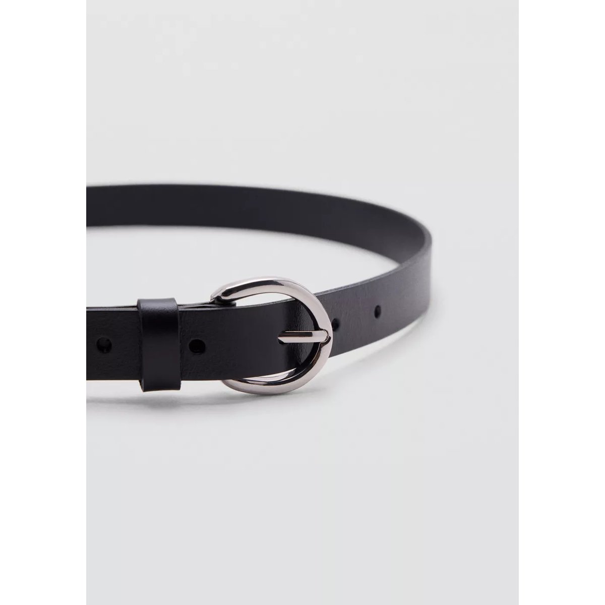 Ceinture cuir boucle ovale noir, MANGO