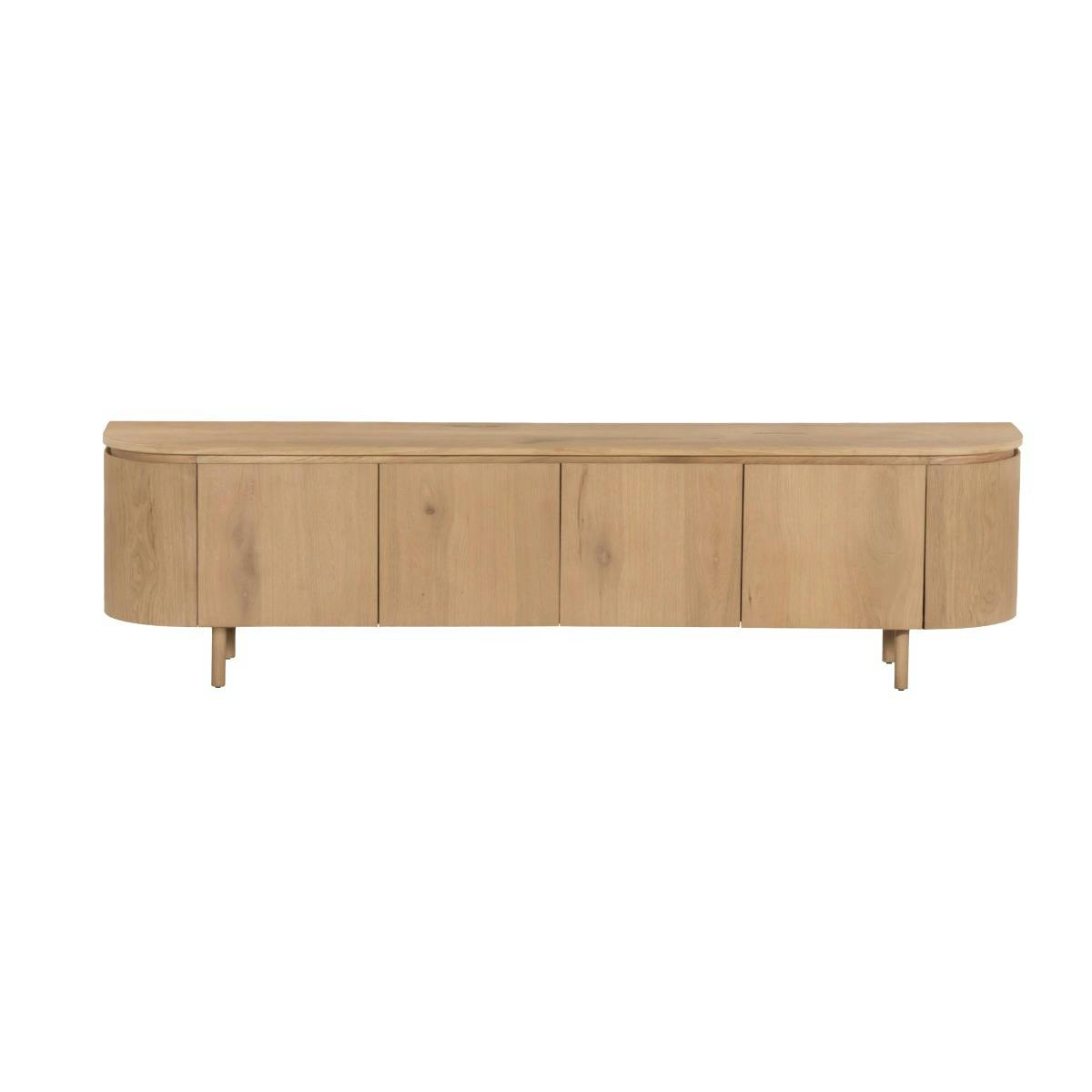 Meuble TV 4 portes en chêne, bords arrondis LOREN bois clair, PIER IMPORT