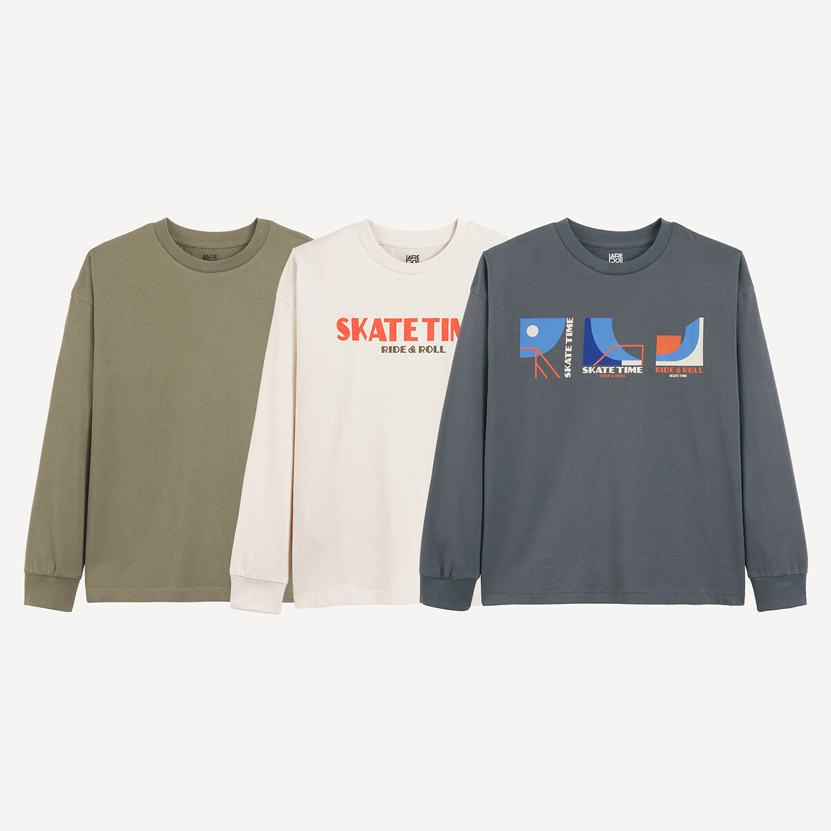 Pack of 3 Skateboard Print Long Sleeve T-Shirts multi-coloured, LA REDOUTE COLLECTIONS