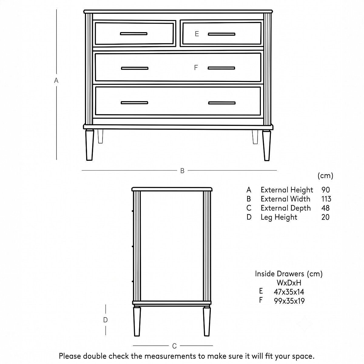 Claudine Mango Wood 4 Drawer Chest Of Drawers grey, SWOON