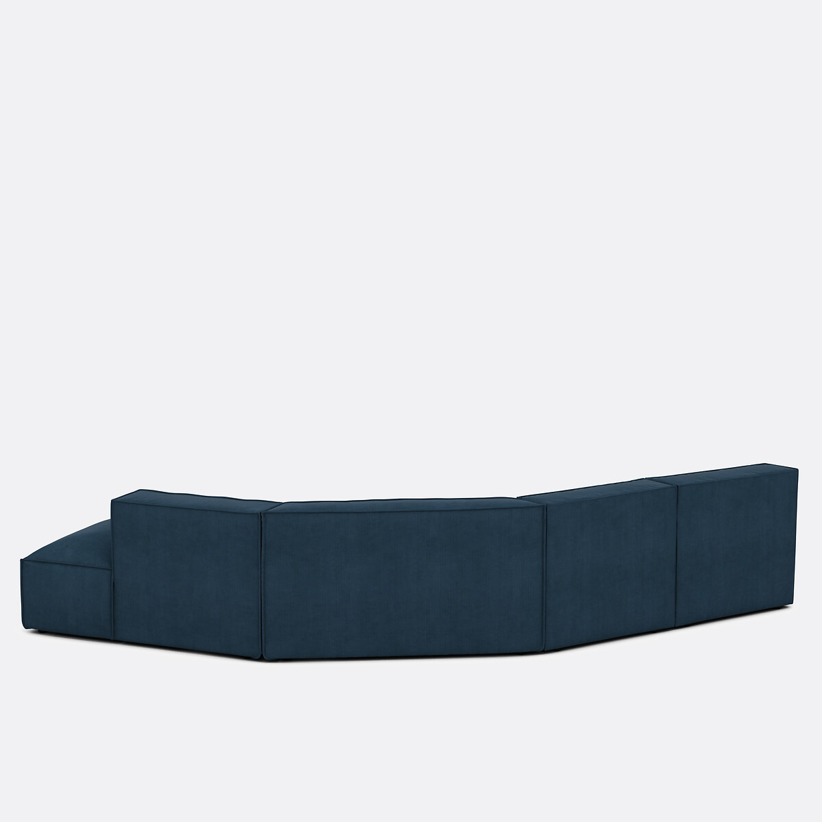 Canapé d'angle ouvert droit, 4 éléments, en velours côtelé fines côtes, SEVEN bleu, LA REDOUTE INTERIEURS