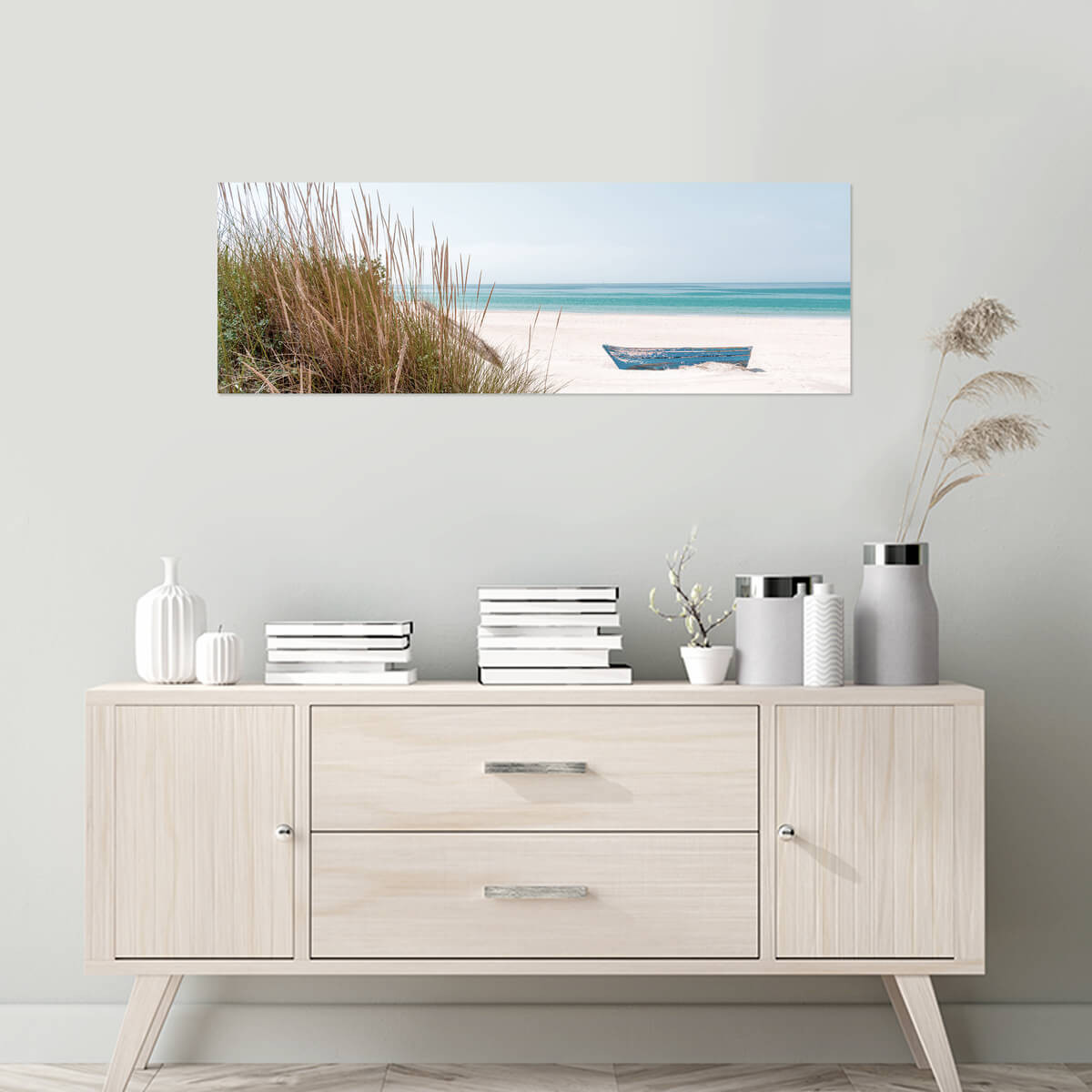 Tableau Mural Barque Abandonnée PLAGE tableaux sur toile-bleu, CEANOTHE
