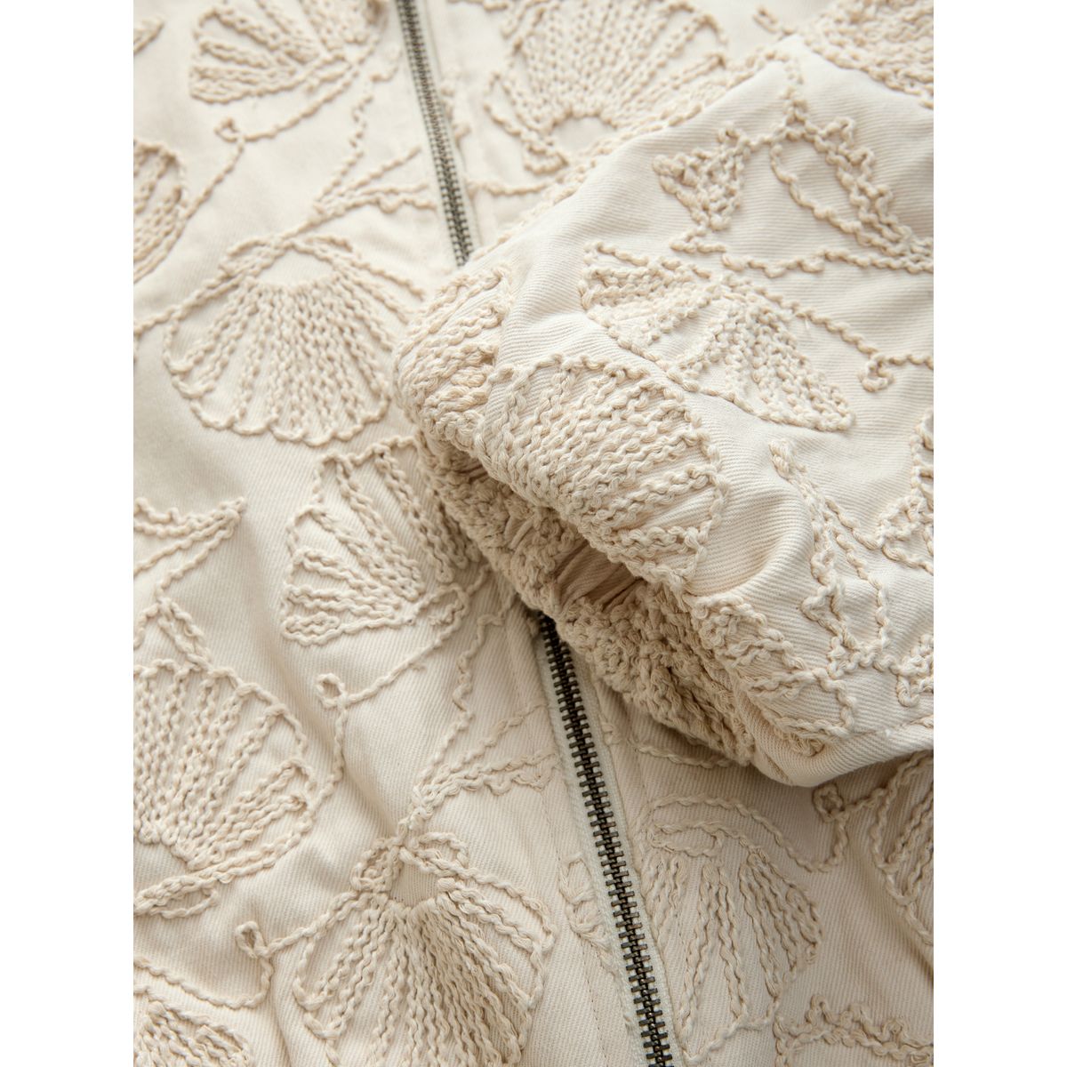 Veste zippée et brodée en coton écru, NEXT