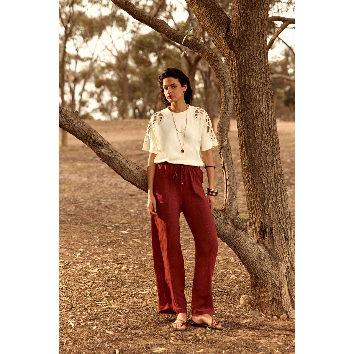 Pantalon large uni PILOR 55-bordeaux, LA PETITE ETOILE