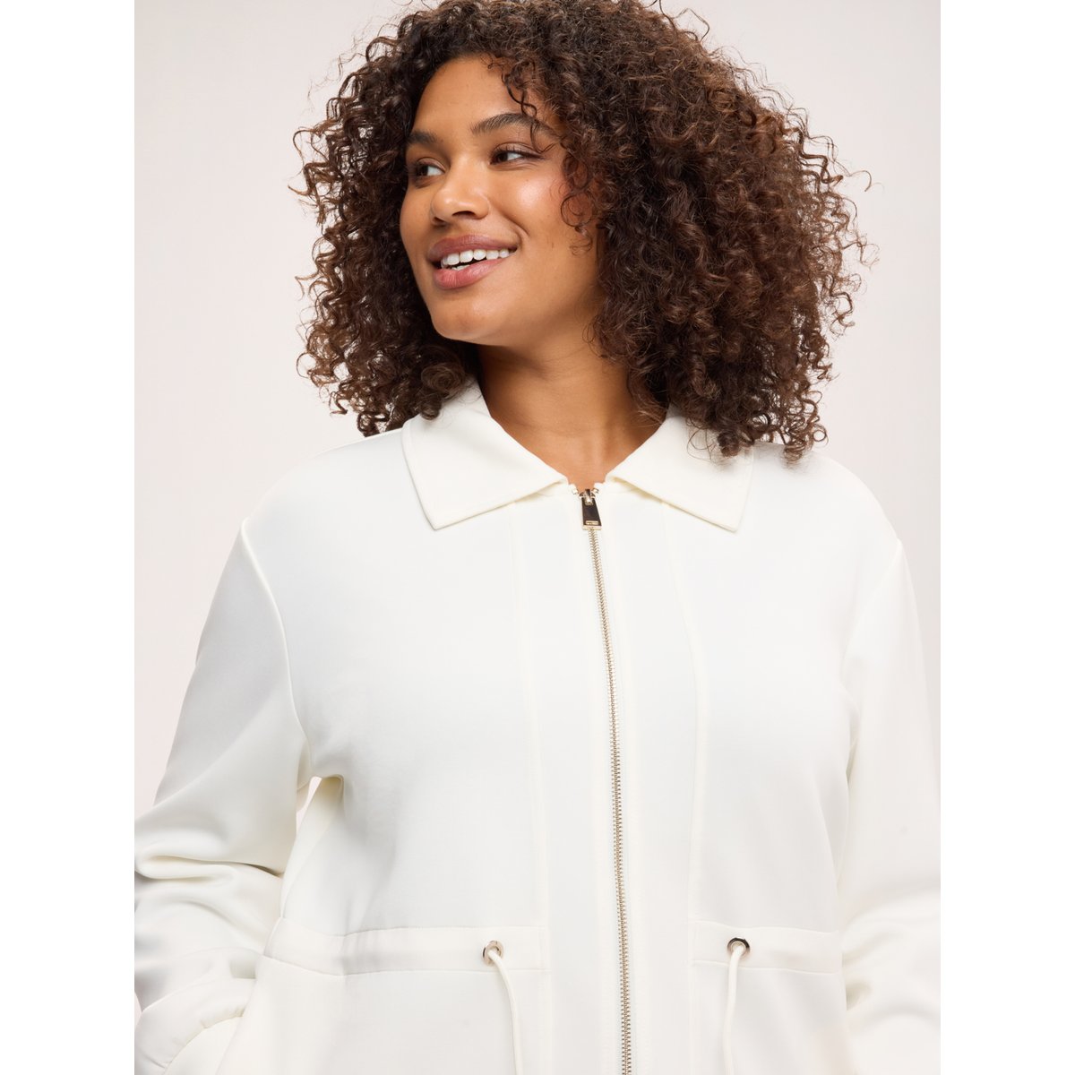 Sweat-shirt avec col et cordon de serrage blanc, FIORELLA RUBINO