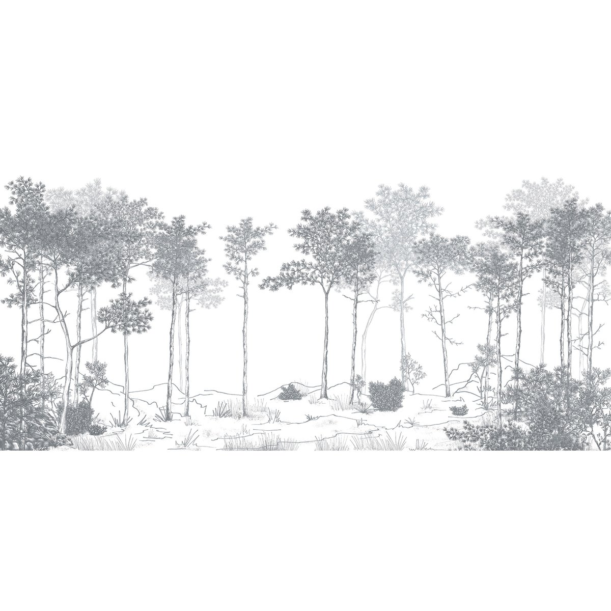 Papier peint panoramique Balade dans les bois, Beige 300 x 250cm gris, ACTE DECO