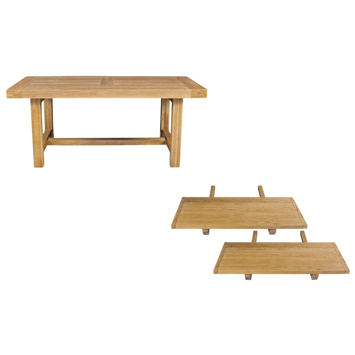 Table de ferme en chêne clair massif + 2 allonges L180/280 - LA BRESSE marron, HELLIN, DEPUIS 1862