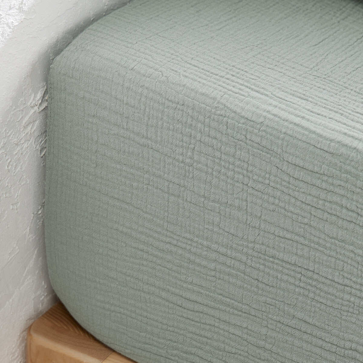 Drap-housse uni gaze de coton bonnet 30cm, Kumla vert de gris, LA REDOUTE INTERIEURS