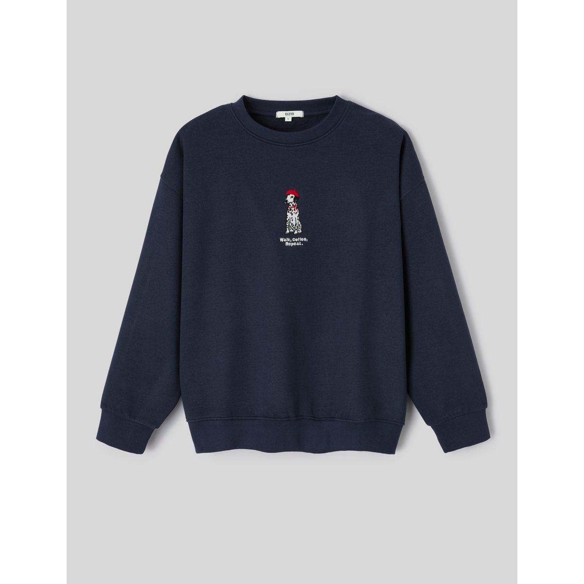 Sweat col rond bleu foncé, BZB