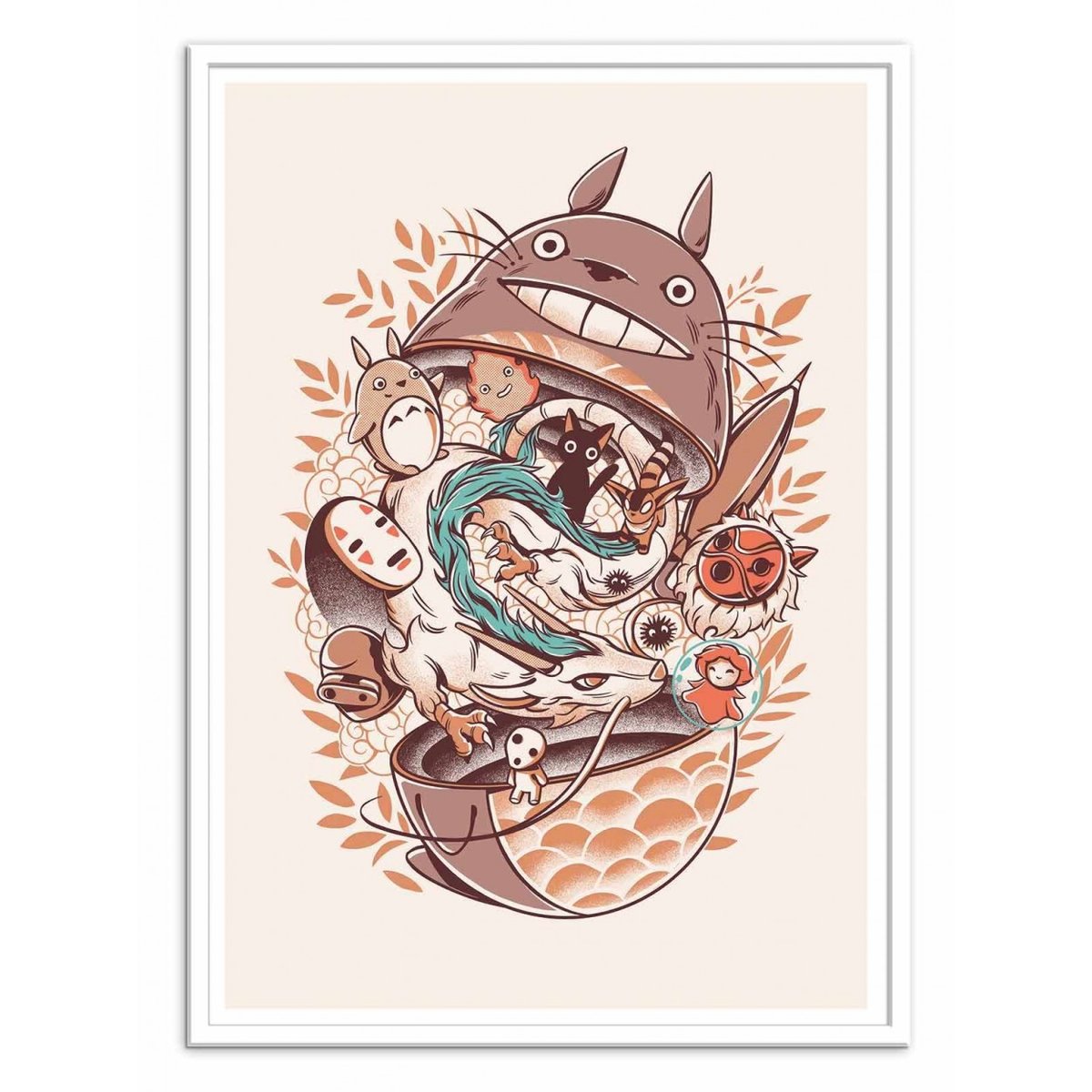 Affiche d’art et cadre noir 30 x 40 cm - Ghibli's Matryoshka - Ilustrata affiche d'art, WALL EDITIONS
