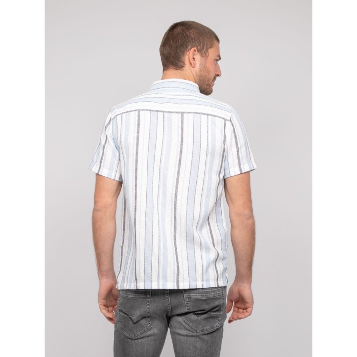 Chemise Manches Courtes Rayures Douparico bleu ciel, RITCHIE