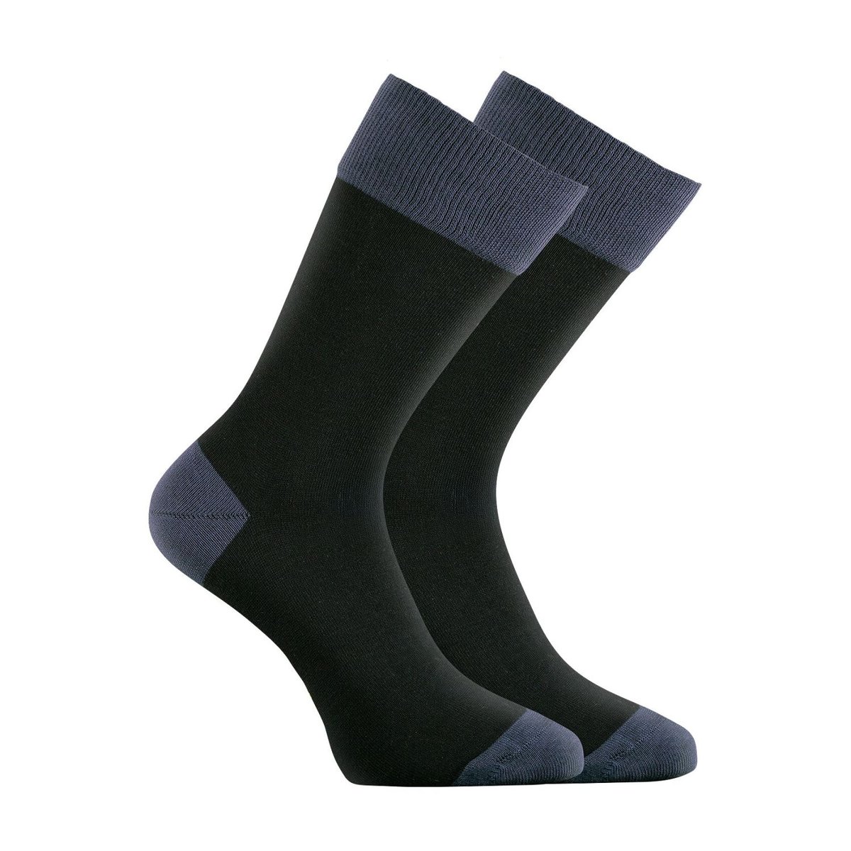 Lot De 9 Paires De Chaussettes De Ville Coton Peigné Doux noir/gris/bleu/rouge/jaune, SERGE BLANCO