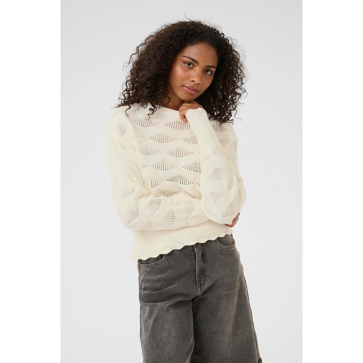 Pullover tricoté blanc, KAFFE