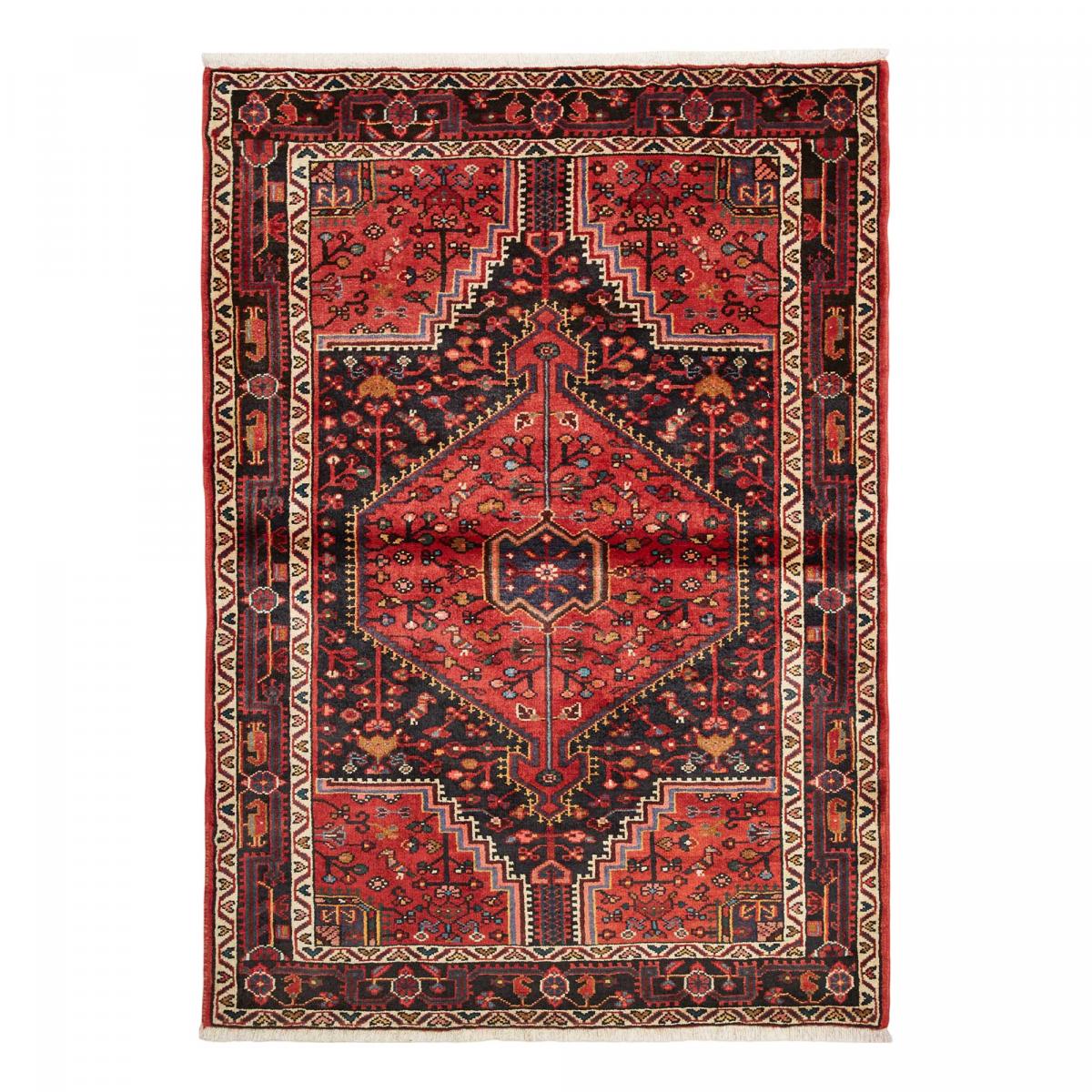 Tapis d'orient oriental, noué main en laine, HAMADAN 23 rouge, beige, noir, UN AMOUR DE TAPIS