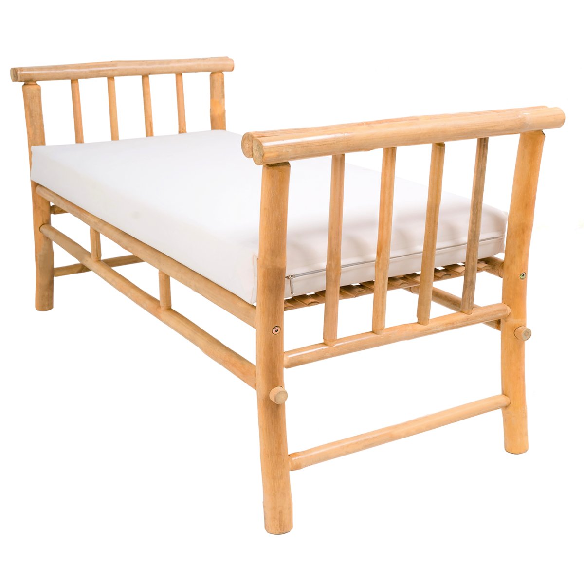 Banc en bois de bambou et tissu, DILI bois naturel, NORDLYS