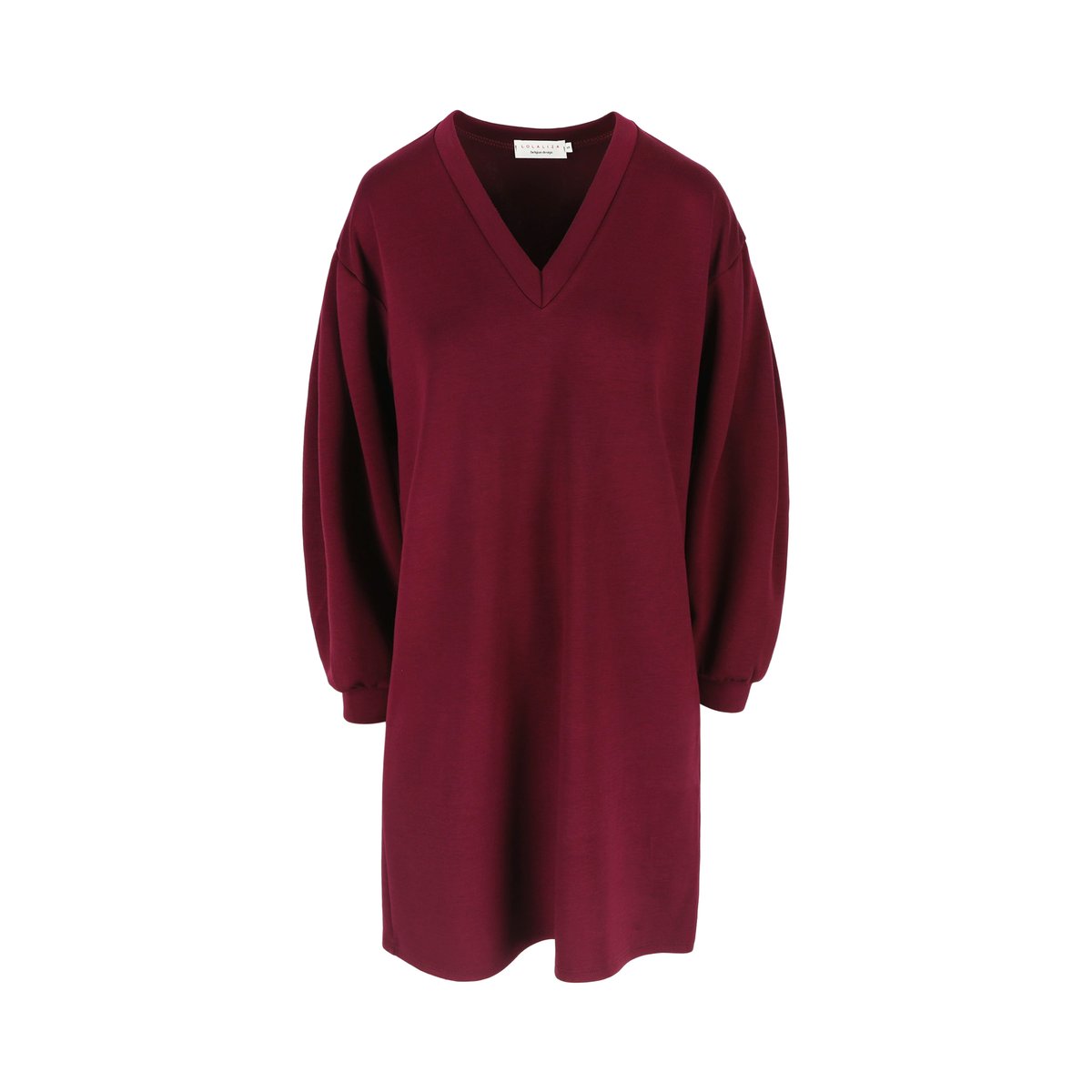 Robe sweat à col V bordeau wine, LOLALIZA