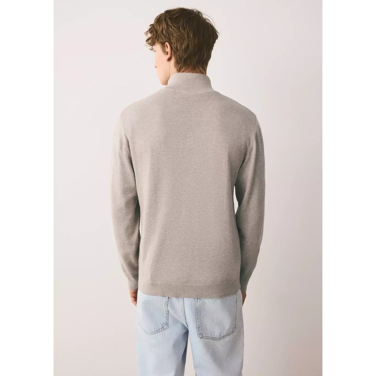 Pull col montant zip sable, MANGO TEEN