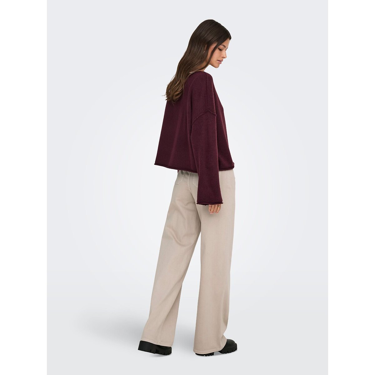 Pantaloni larghi, vita alta beige, JDY